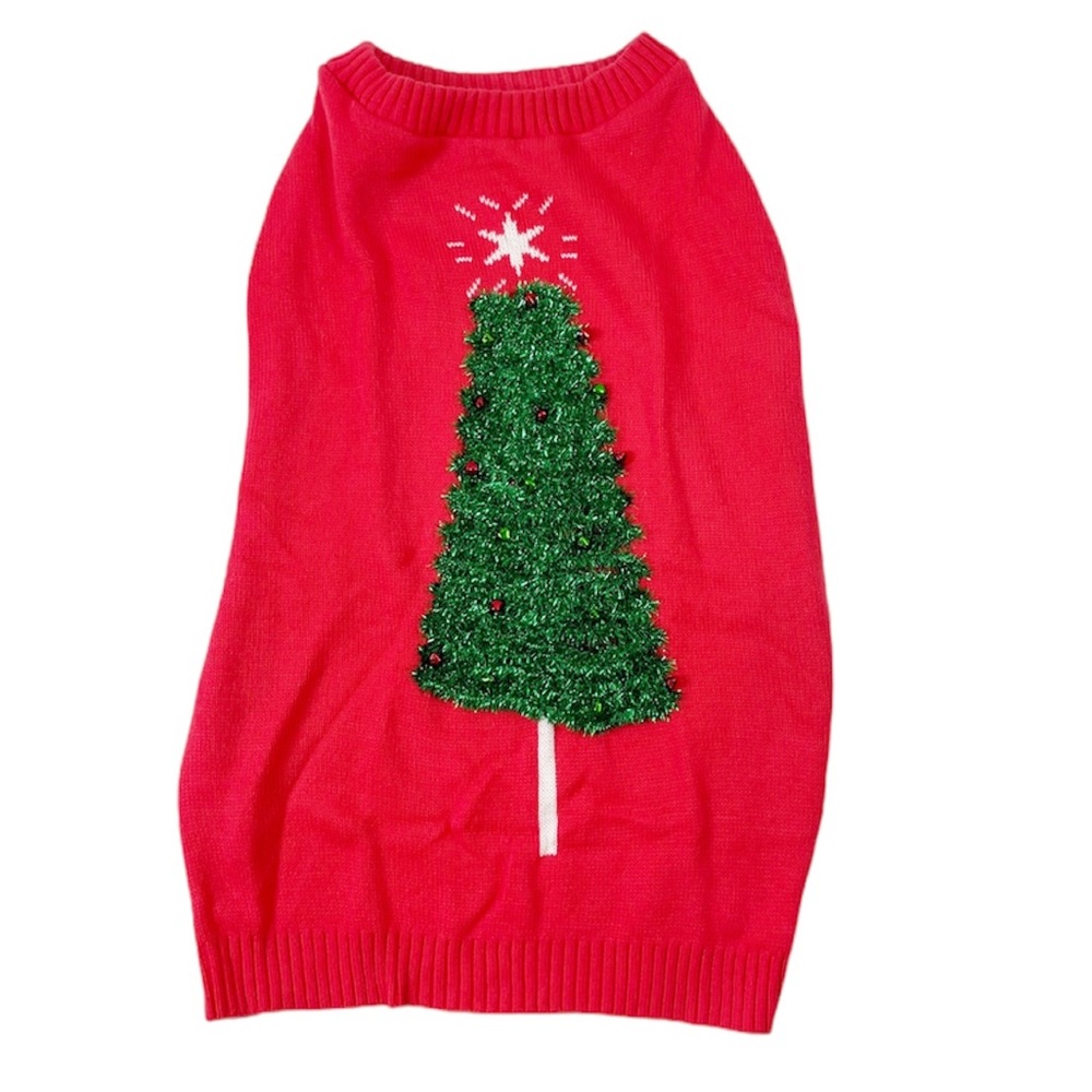 XL Red Christmas Tree Dog Sweater